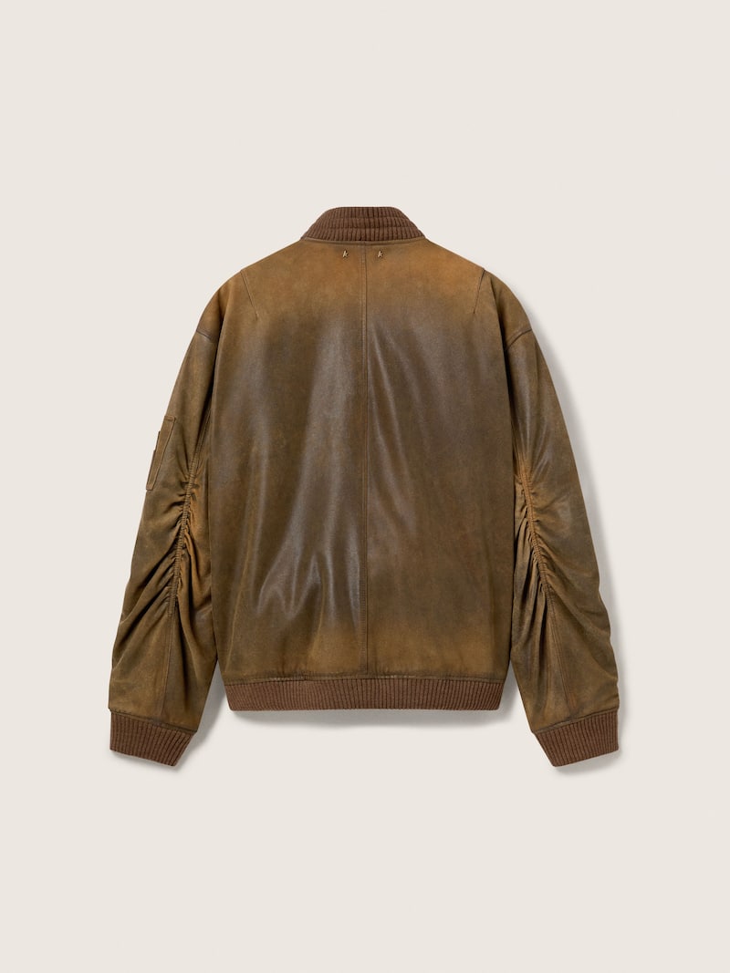 Golden Goose - Cazadora de piel marr&oacute;n efecto desgastado in 