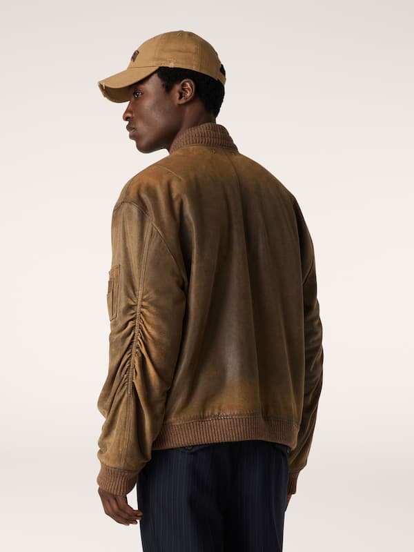 Golden Goose - Brown leather biker jacket with a lived-in effect in 