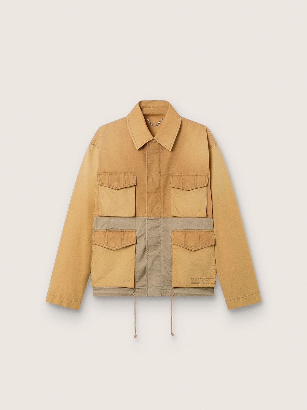 Golden Goose - Beige-armeegr&uuml;ne Unisex-Feldjacke aus Baumwolle mit Maxitaschen in 