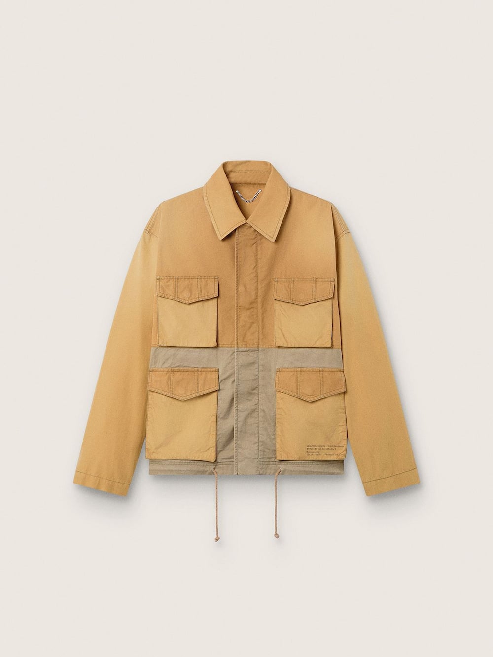 Veste saharienne unisexe en coton beige et vert militaire avec grandes poches — Golden Goose