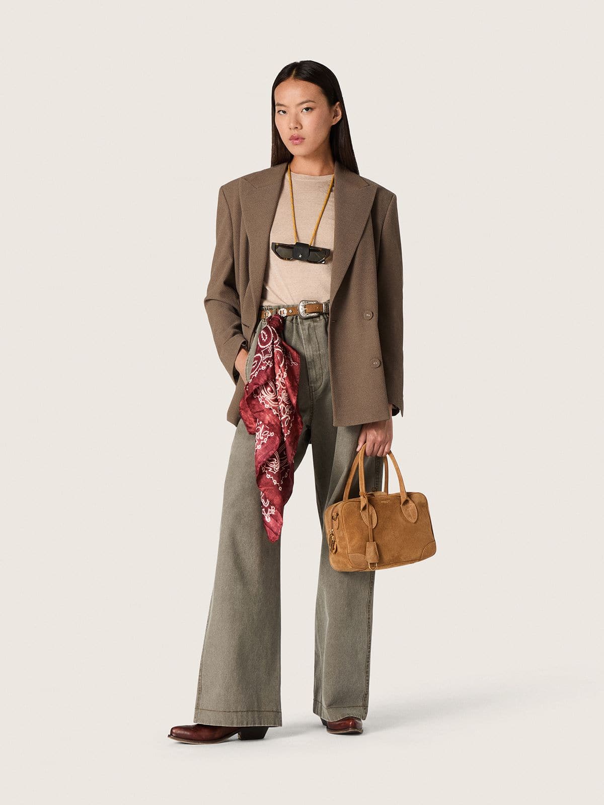 Golden Goose - Unisex pants in gray denim with drawstring and star in 