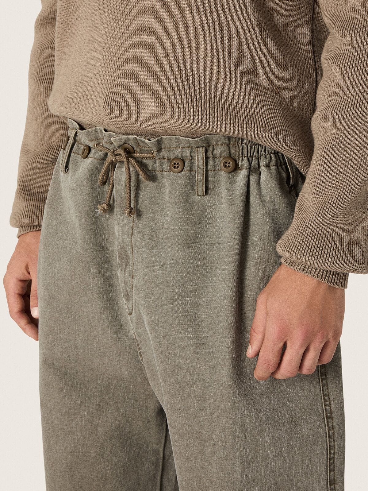 Golden Goose - Unisex pants in gray denim with drawstring and star in 