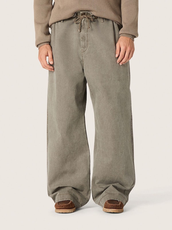 Golden Goose - Unisex pants in gray denim with drawstring and star in 