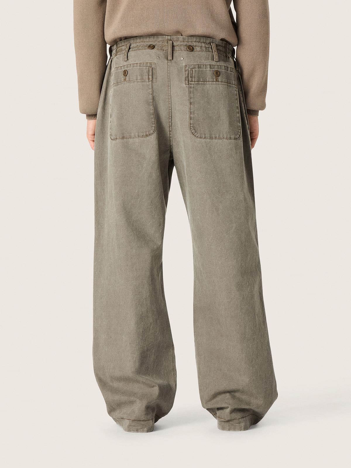 Golden Goose - Unisex pants in gray denim with drawstring and star in 