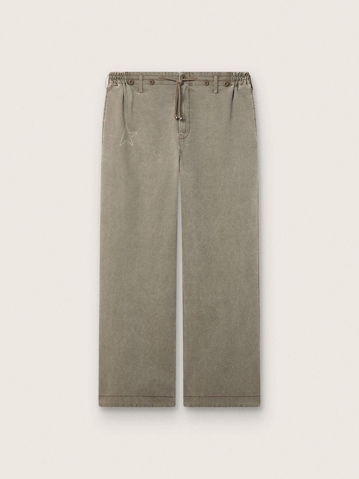 Pantalon unisexe en denim gris avec cordon de serrage et étoile — Golden Goose