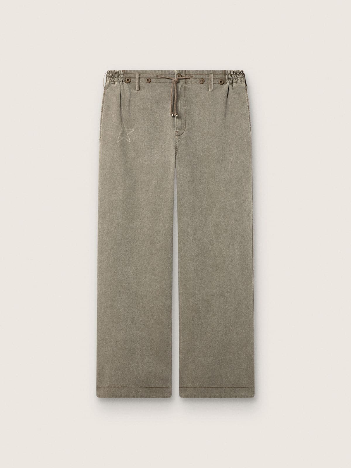 Golden Goose - Unisex pants in gray denim with drawstring and star in 
