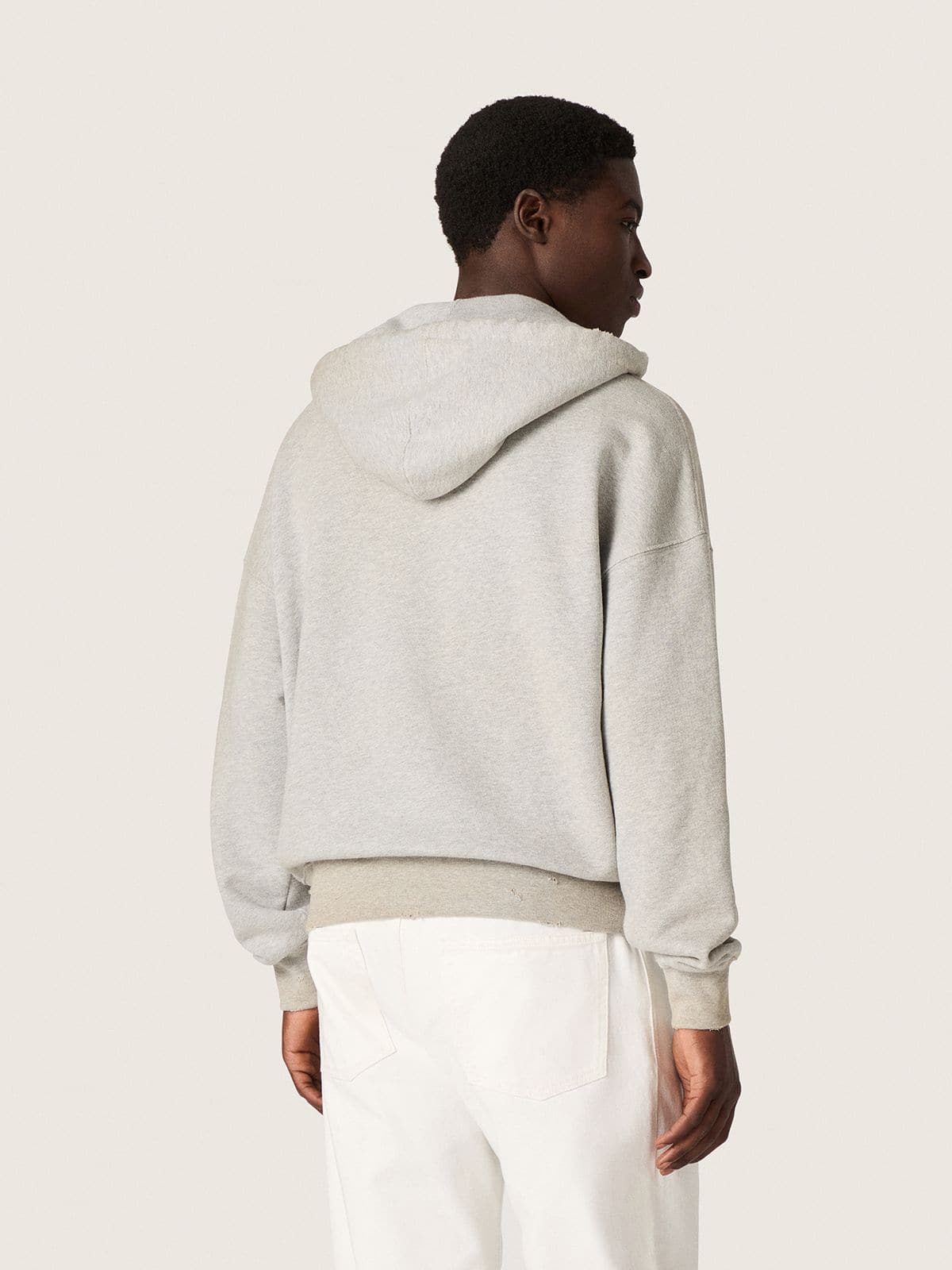 Golden Goose - Sweat-shirt &agrave; capuche unisexe en coton gris avec imprim&eacute; drapeau vintage in 
