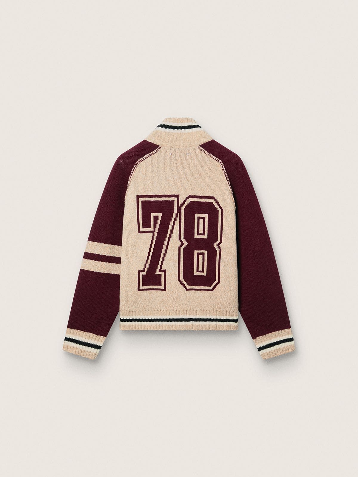 Golden Goose - Unisex bomber jacket in white and burgundy jacquard knit in 