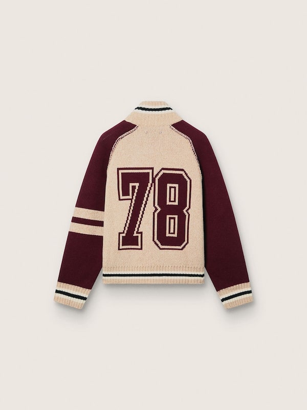 Golden Goose - Unisex bomber jacket in white and burgundy jacquard knit in 