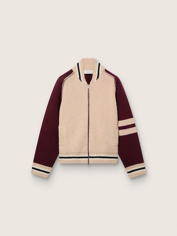 Golden Goose - Unisex bomber jacket in white and burgundy jacquard knit in 