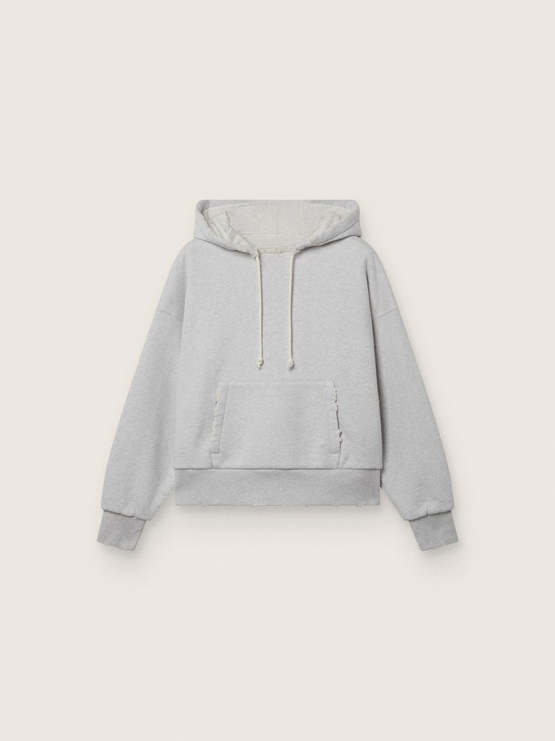 Sweat-shirt unisexe Star avec capuche en coton gris chiné