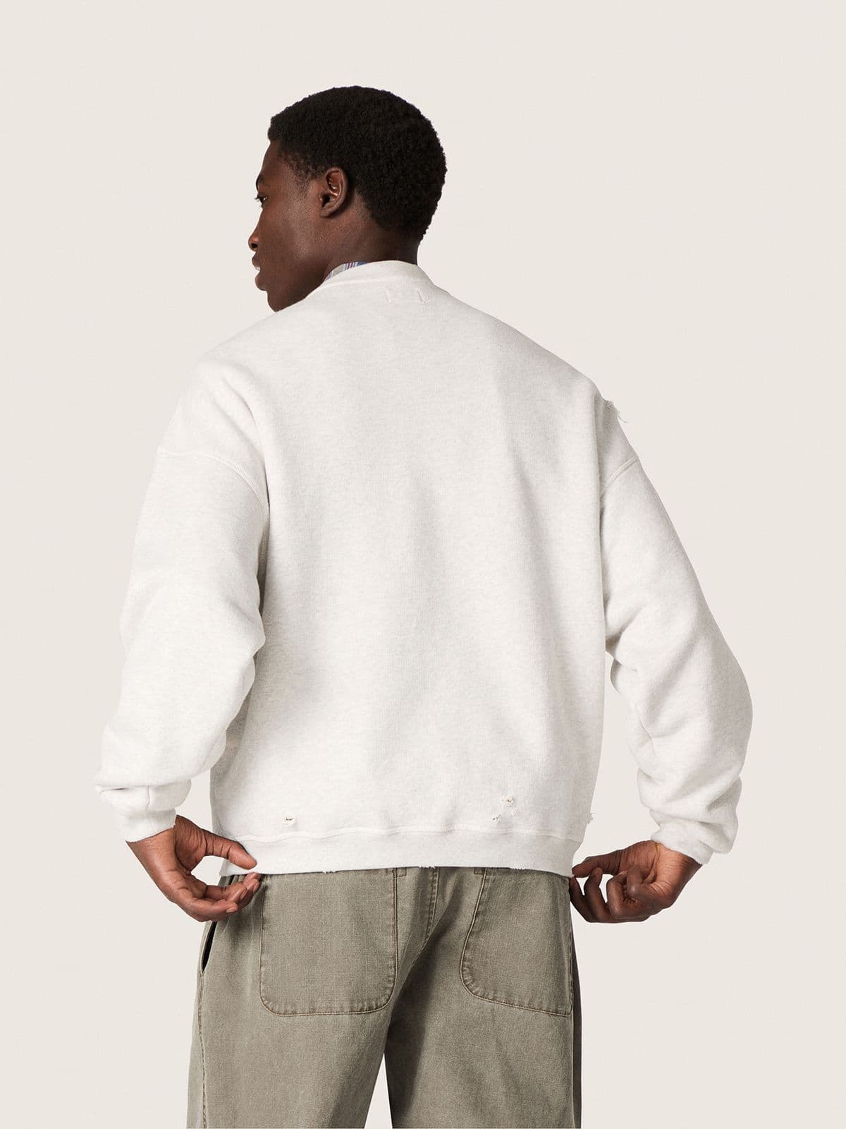 Star unisex sweatshirt gray melange cotton with 'Star' embroidery