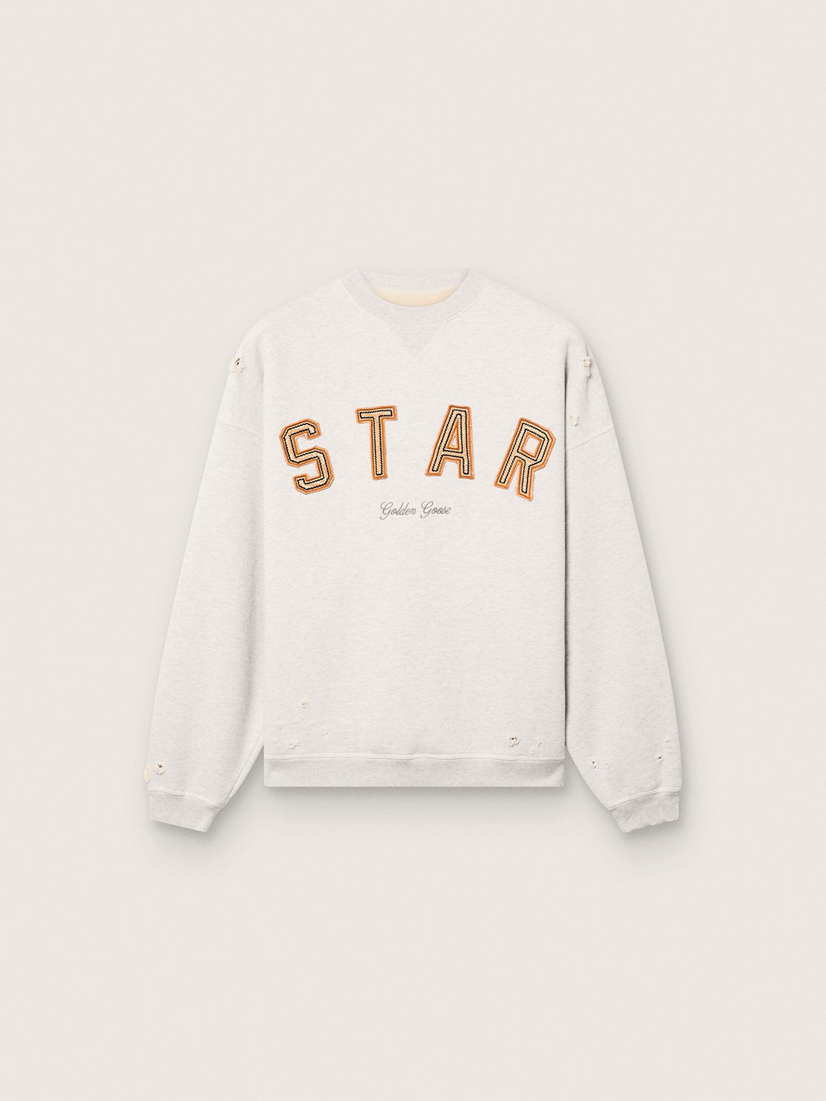 Sweat-shirt unisexe Star en coton gris chiné avec broderie « Star » — Golden Goose