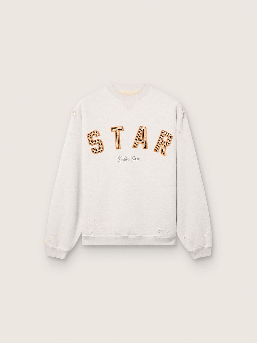 Sweat-shirt unisexe Star en coton gris chiné avec broderie « Star » — Golden Goose