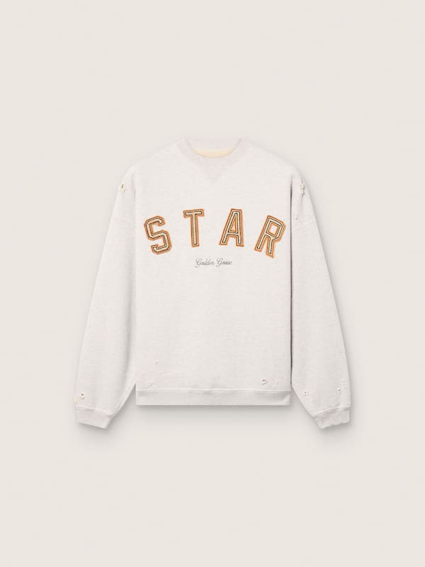 Golden Goose - Star unisex sweatshirt in gray melange cotton with 'Star' embroidery in 
