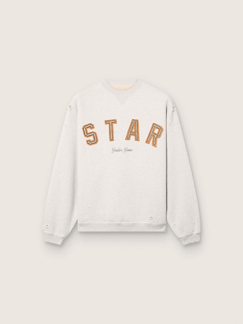 Sweat-shirt unisexe Star en coton gris chiné avec broderie « Star »