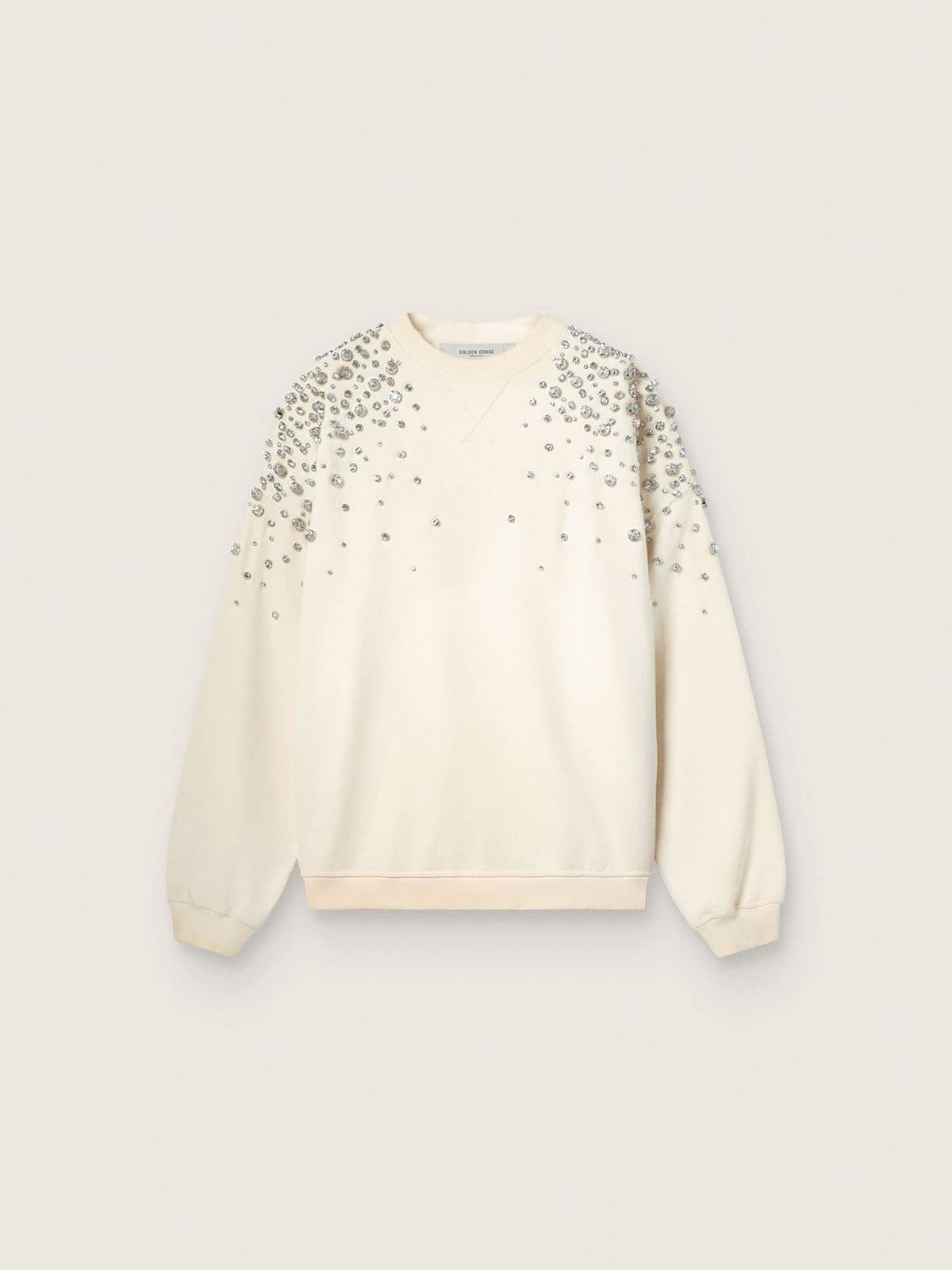 Golden Goose - Sudadera unisex de algod&oacute;n blanco con cristales bordados in 