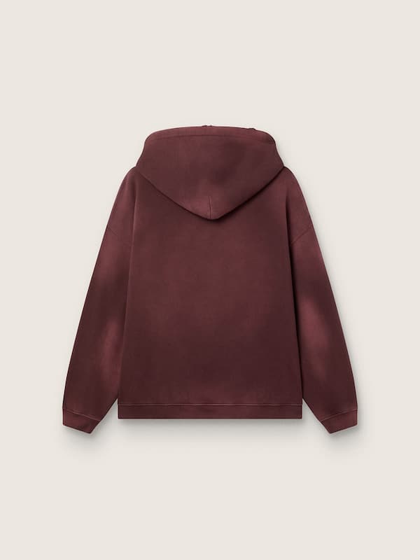 Unisex hooded sweatshirt in burgundy cotton with logo