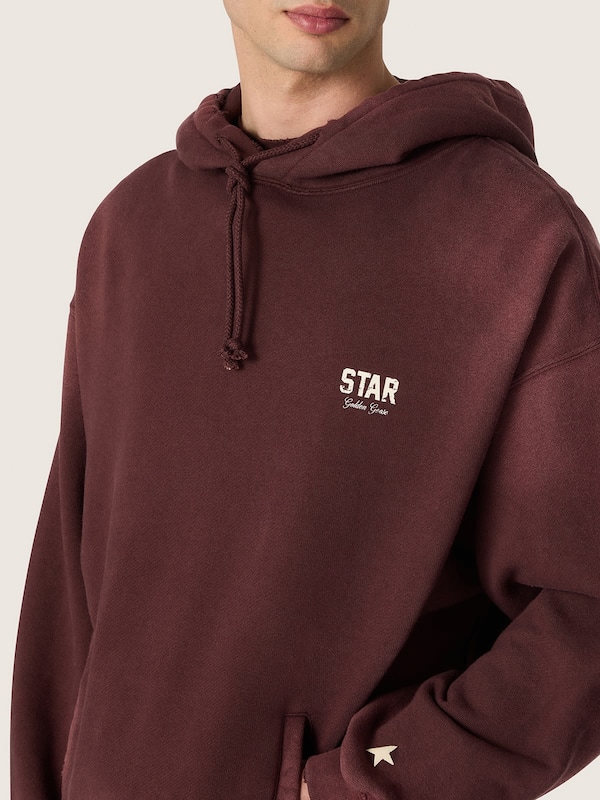 Golden Goose - Sweat-shirt &agrave; capuche unisexe en coton bordeaux avec logo in 