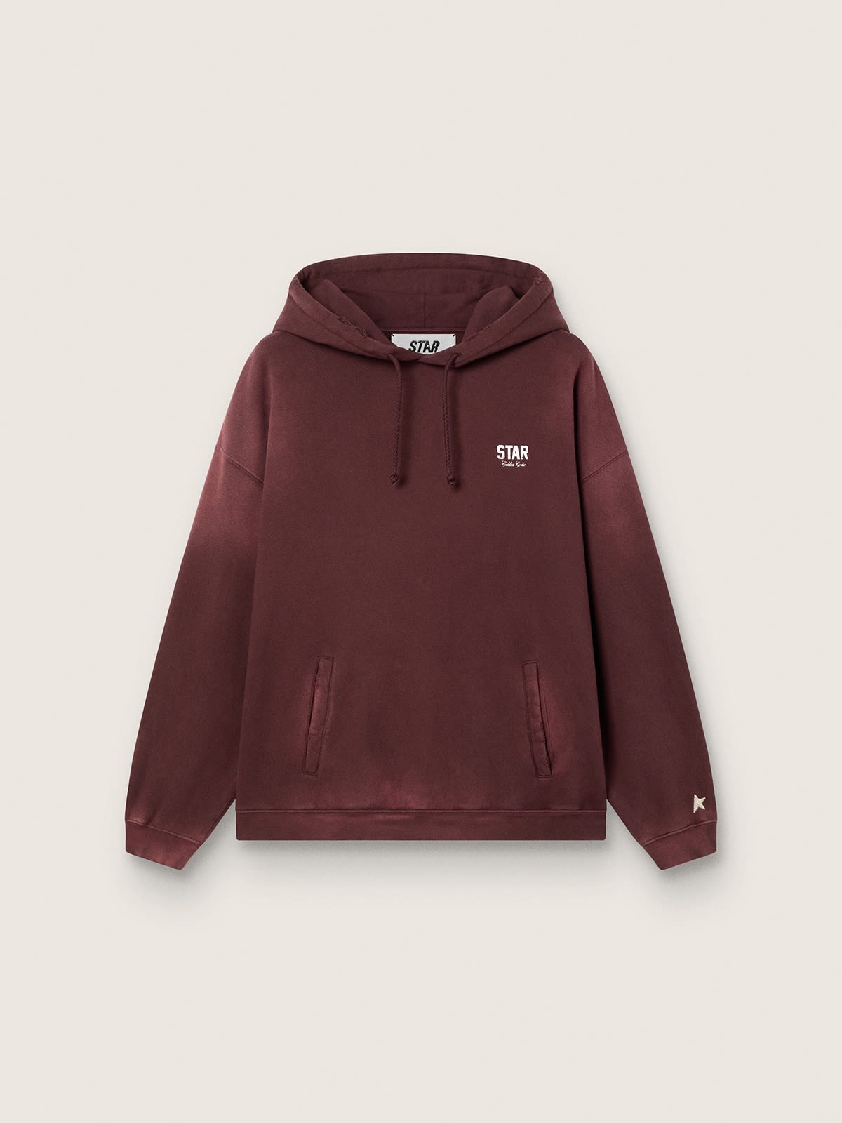 Sweat-shirt à capuche unisexe en coton bordeaux avec logo — Golden Goose