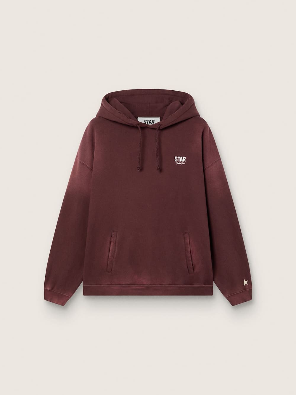 Sweat-shirt à capuche unisexe en coton bordeaux avec logo — Golden Goose