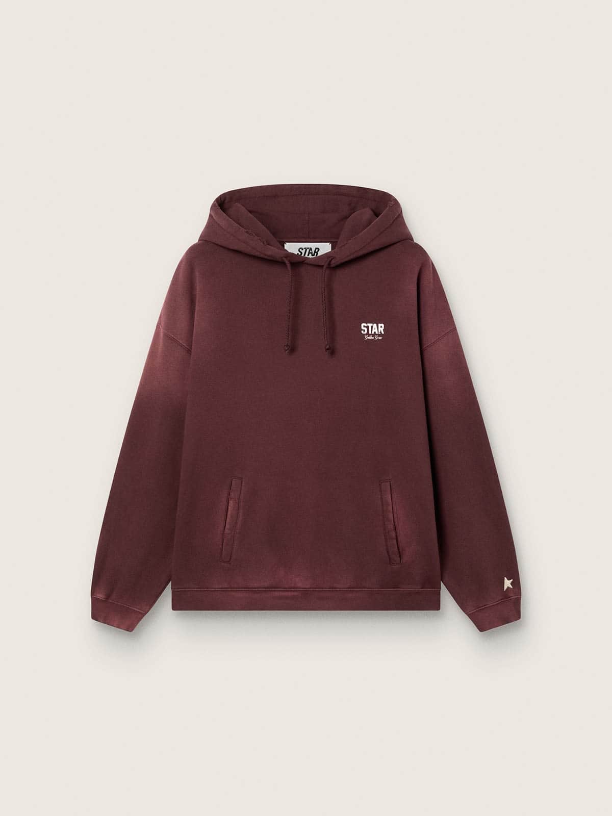 Golden Goose - Felpa unisex con cappuccio in cotone bordeaux con logo in 