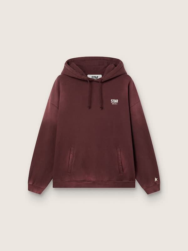 Golden Goose - Sweat-shirt &agrave; capuche unisexe en coton bordeaux avec logo in 