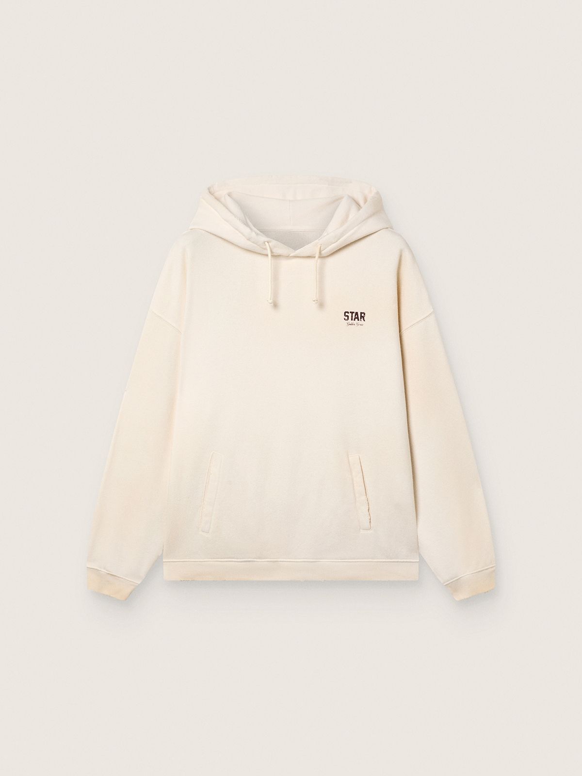 Sweat-shirt à capuche unisexe Star en coton blanc avec logo imprimé — Golden Goose