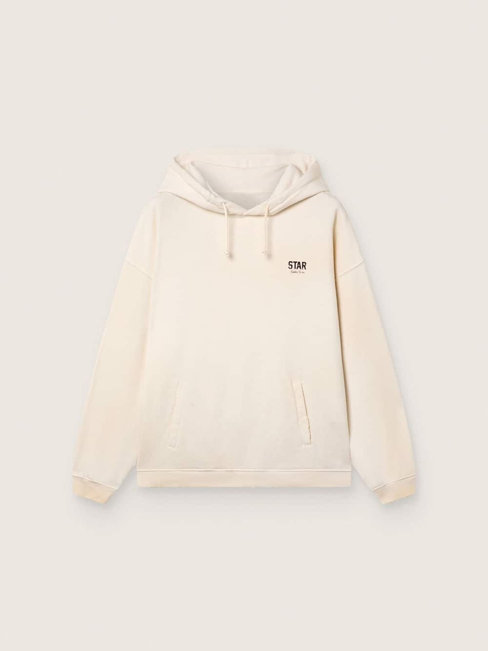 Sweat-shirt à capuche unisexe Star en coton blanc avec logo imprimé — Golden Goose
