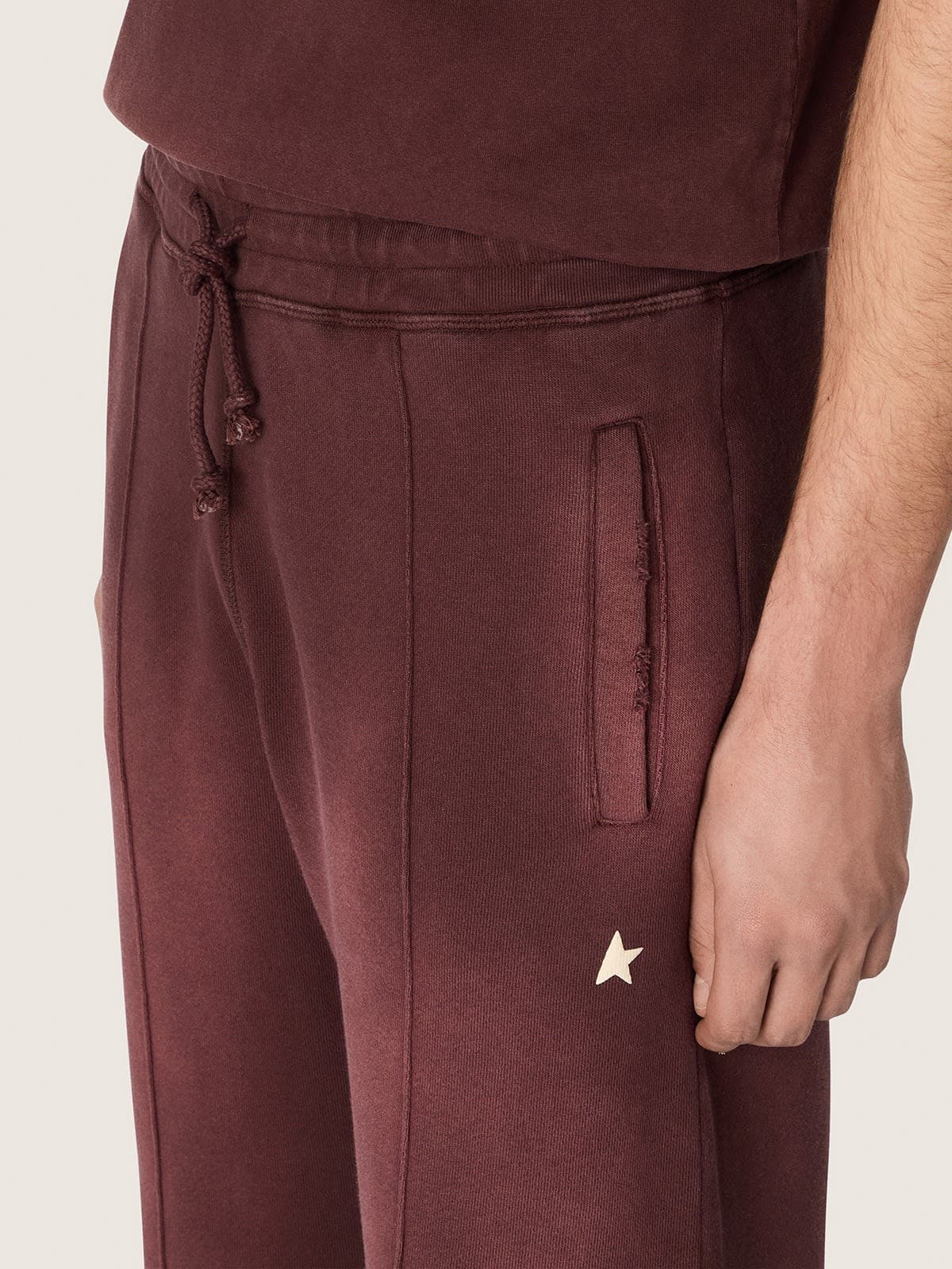 Golden Goose - Unisex sweatpants in burgundy cotton fleece in 