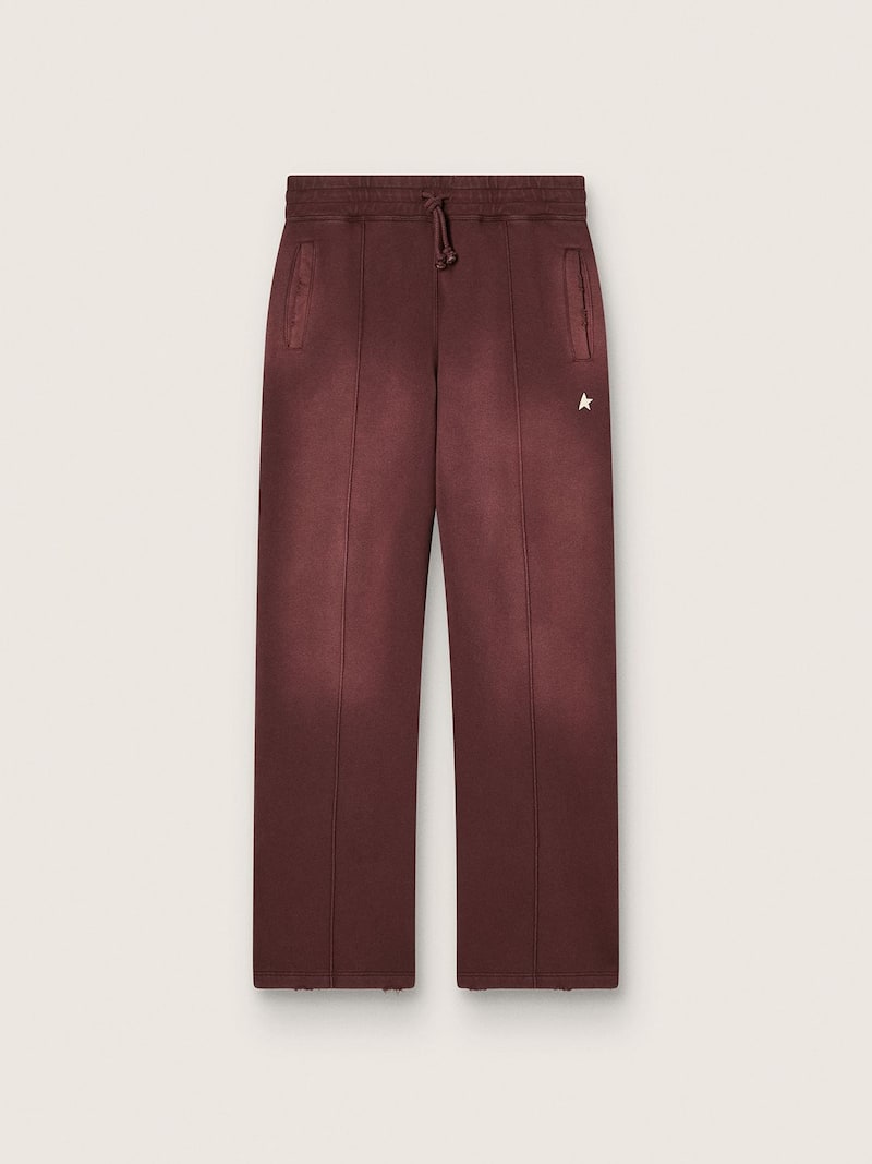 Unisex sweatpants in burgundy cotton fleece