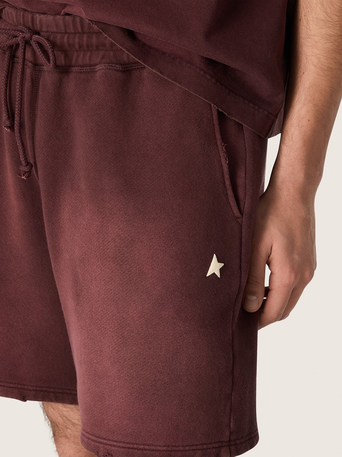 Golden Goose - Shorts jogging unisex in felpa di cotone bordeaux in 