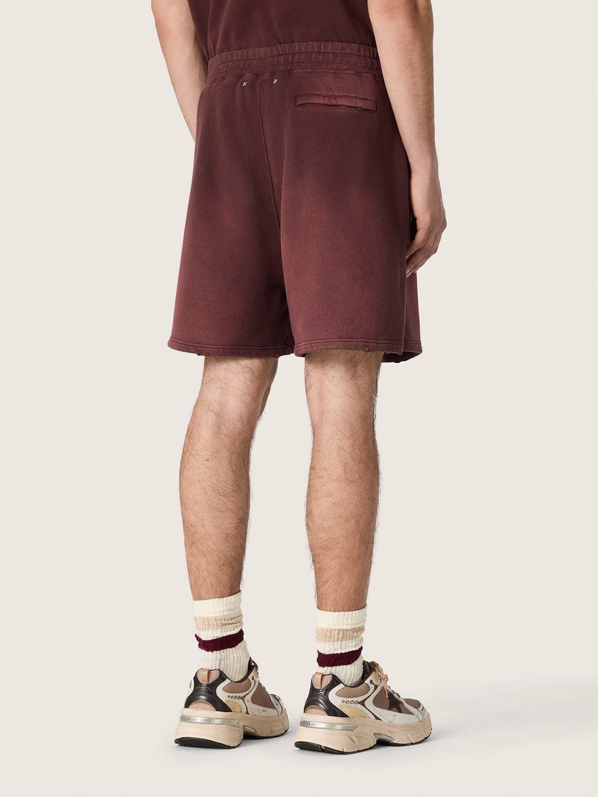 Golden Goose - Shorts jogging unisex in felpa di cotone bordeaux in 