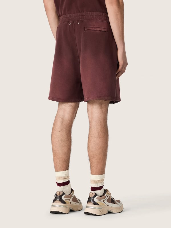 Golden Goose - Short jogging unisexe en molleton de coton bordeaux in 