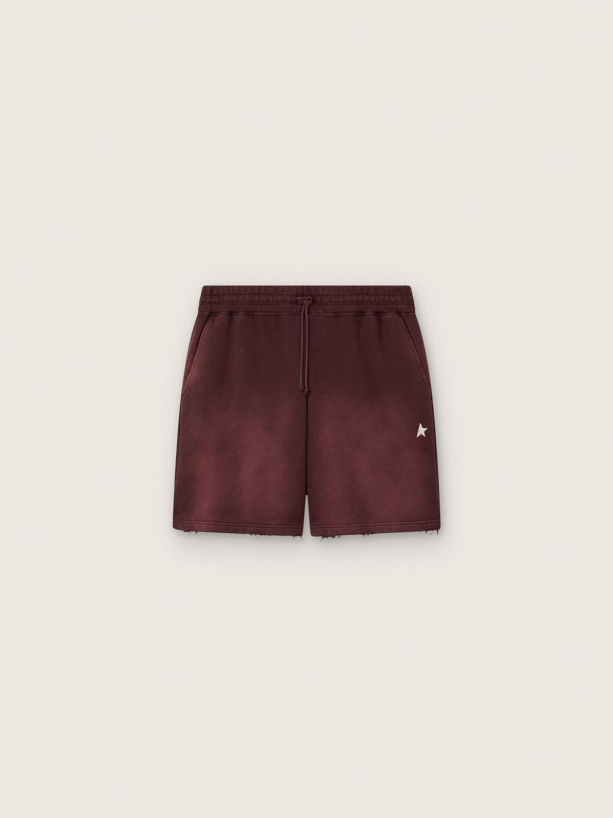 Short jogging unisexe en molleton de coton bordeaux — Golden Goose