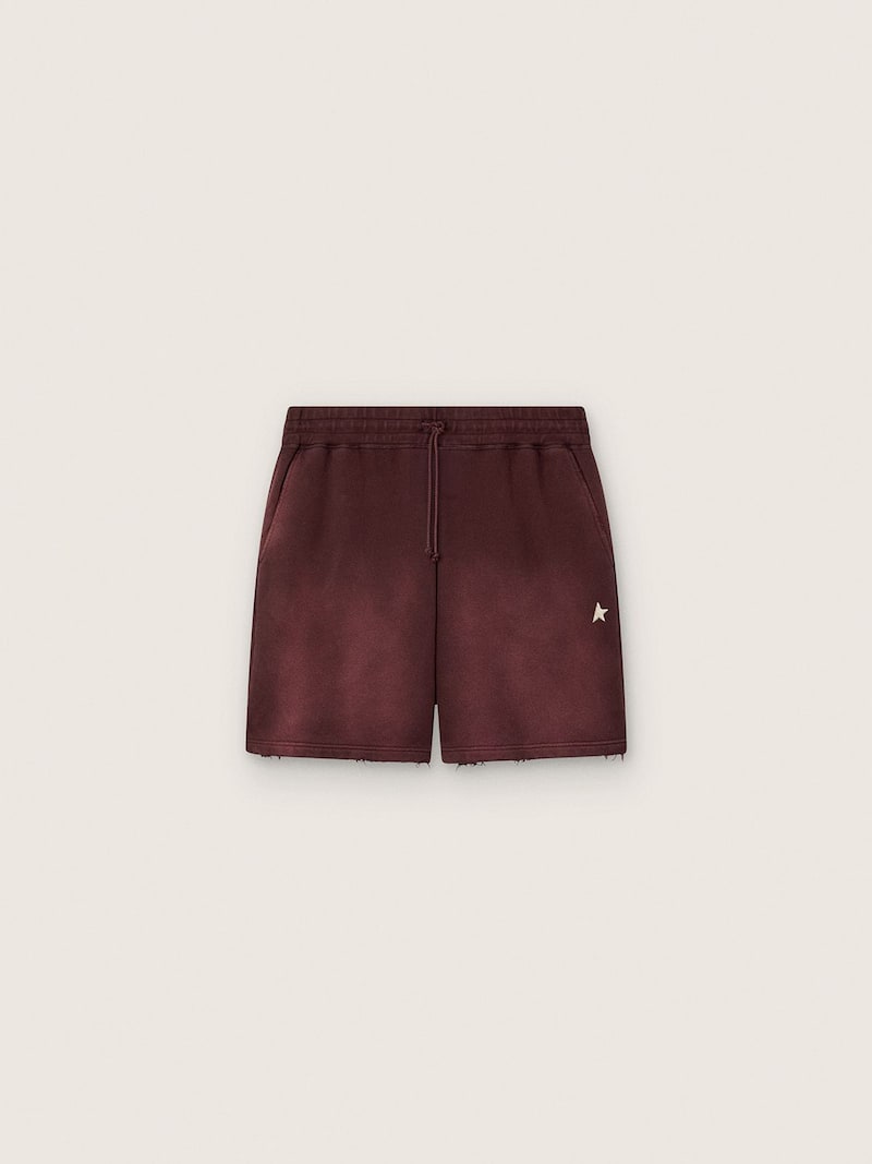 Shorts jogging unisex in felpa di cotone bordeaux