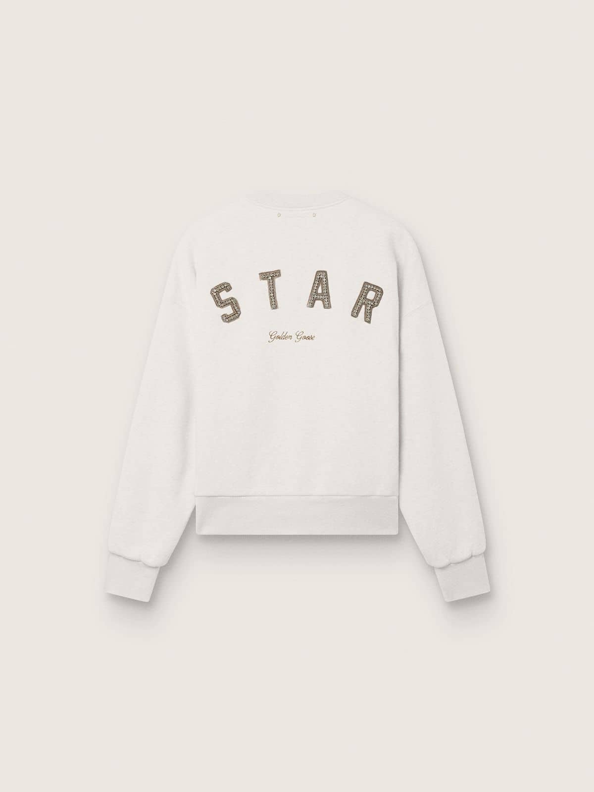 Golden Goose - Sweat-shirt unisexe Star en coton gris avec broderie et cristaux in 