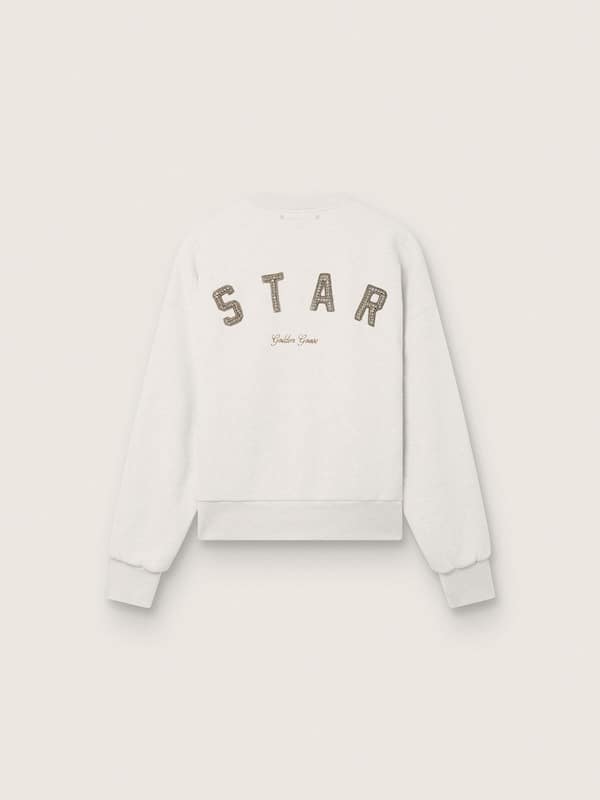 Golden Goose - Star unisex sweatshirt in gray cotton with embroidery and crystals in 