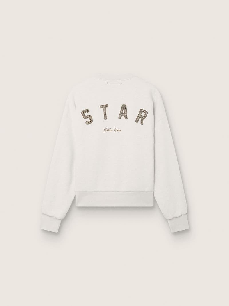 Golden Goose - Sweat-shirt unisexe Star en coton gris avec broderie et cristaux in 
