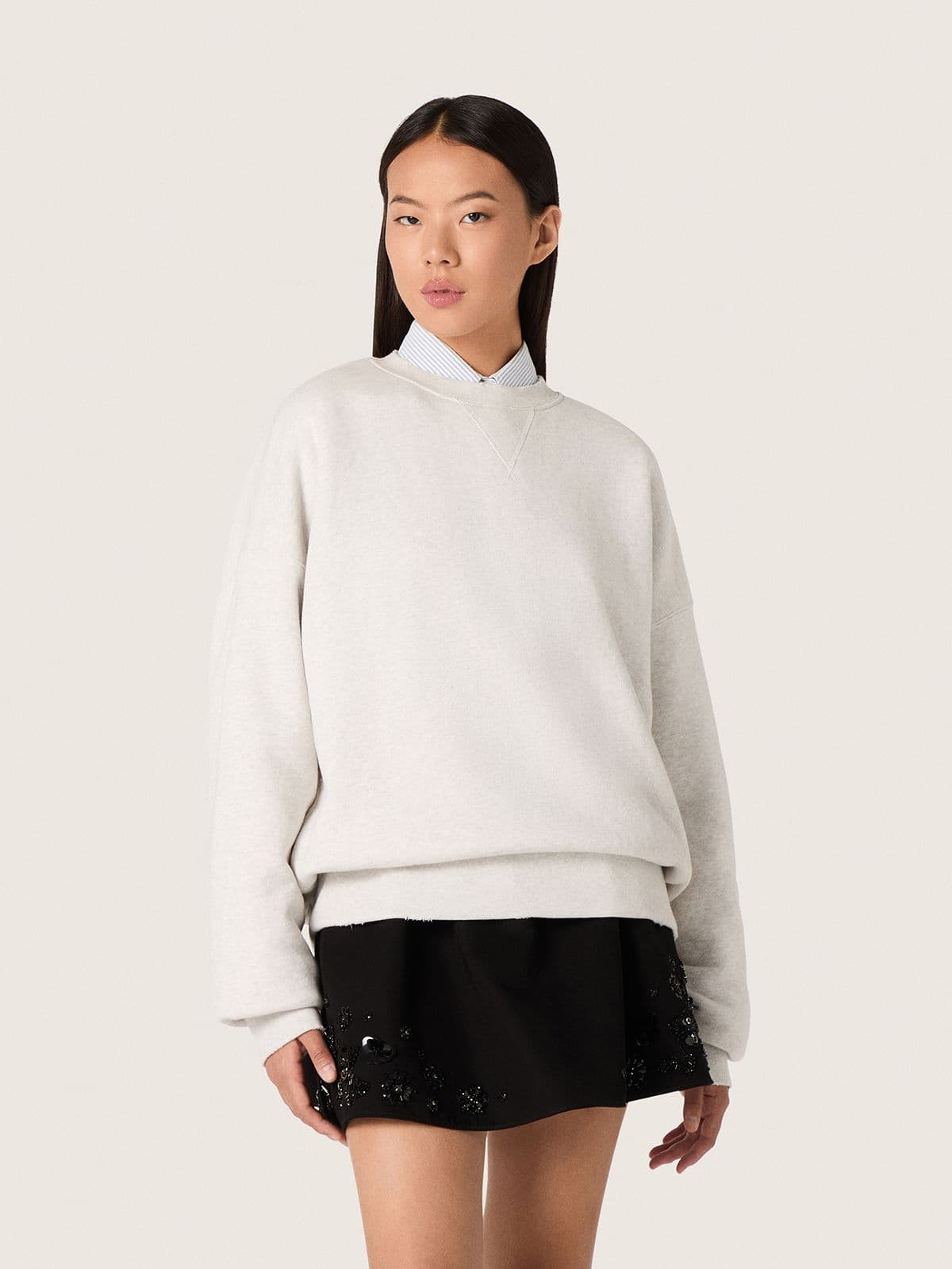 Golden Goose - Sweat-shirt unisexe Star en coton gris avec broderie et cristaux in 