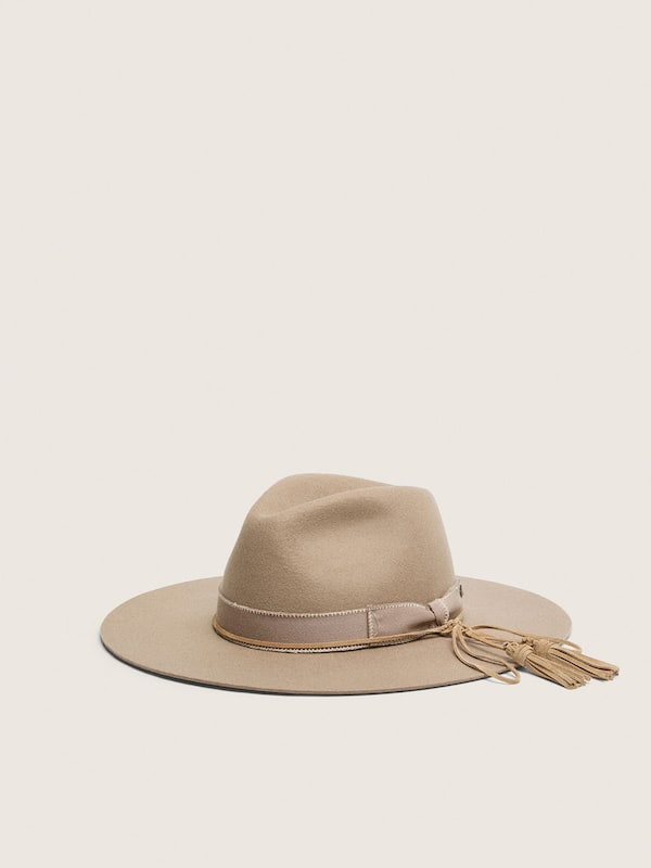 Golden Goose - Beige fedora hat with double tone-on-tone strap in 