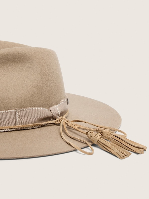 Golden Goose - Beige fedora hat with double tone-on-tone strap in 