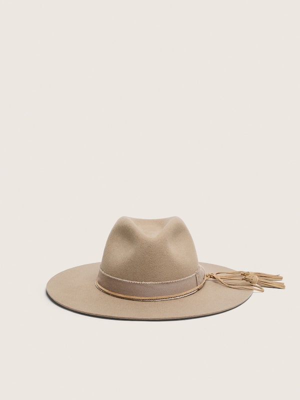 Golden Goose - Beige fedora hat with double tone-on-tone strap in 