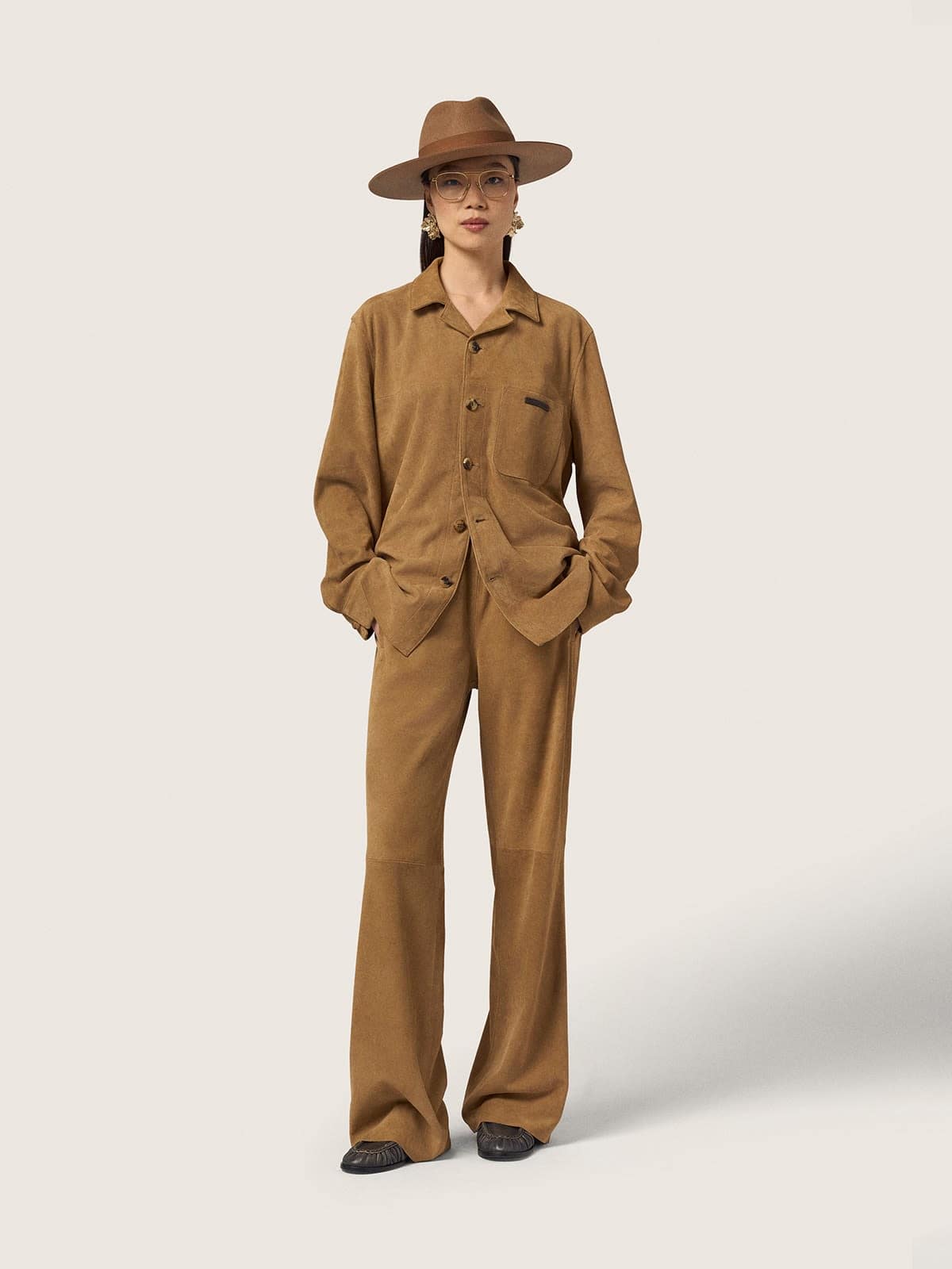 Golden Goose - Chapeau Fedora beige avec bride en ruban et &eacute;toile argent&eacute;e in 