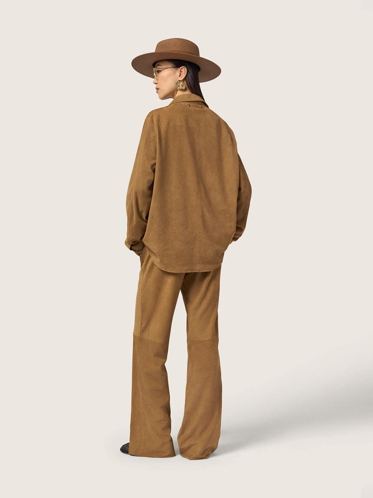 Golden Goose - Chapeau Fedora beige avec bride en ruban et &eacute;toile argent&eacute;e in 
