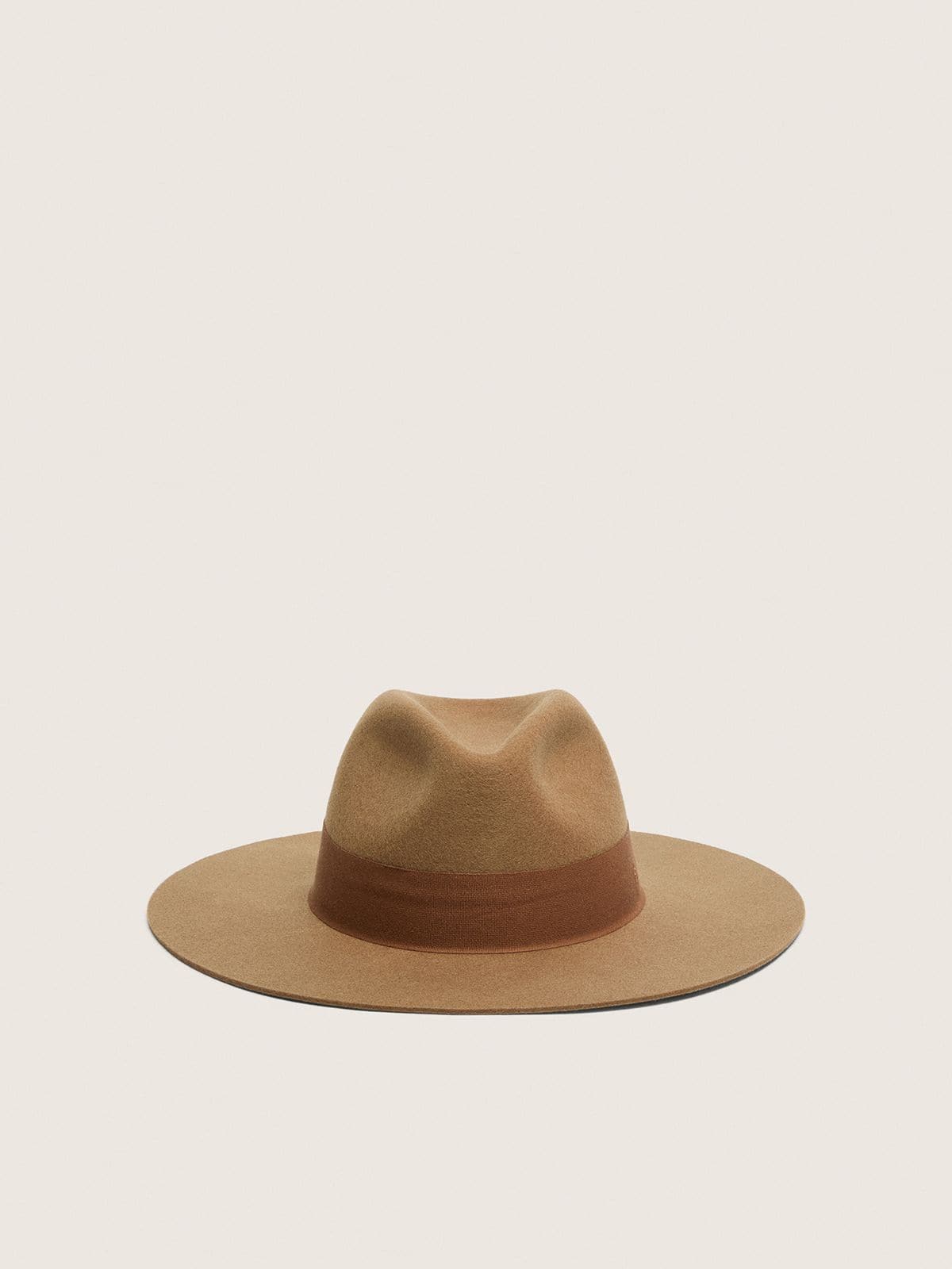 Golden Goose - Chapeau Fedora beige avec bride en ruban et &eacute;toile argent&eacute;e in 