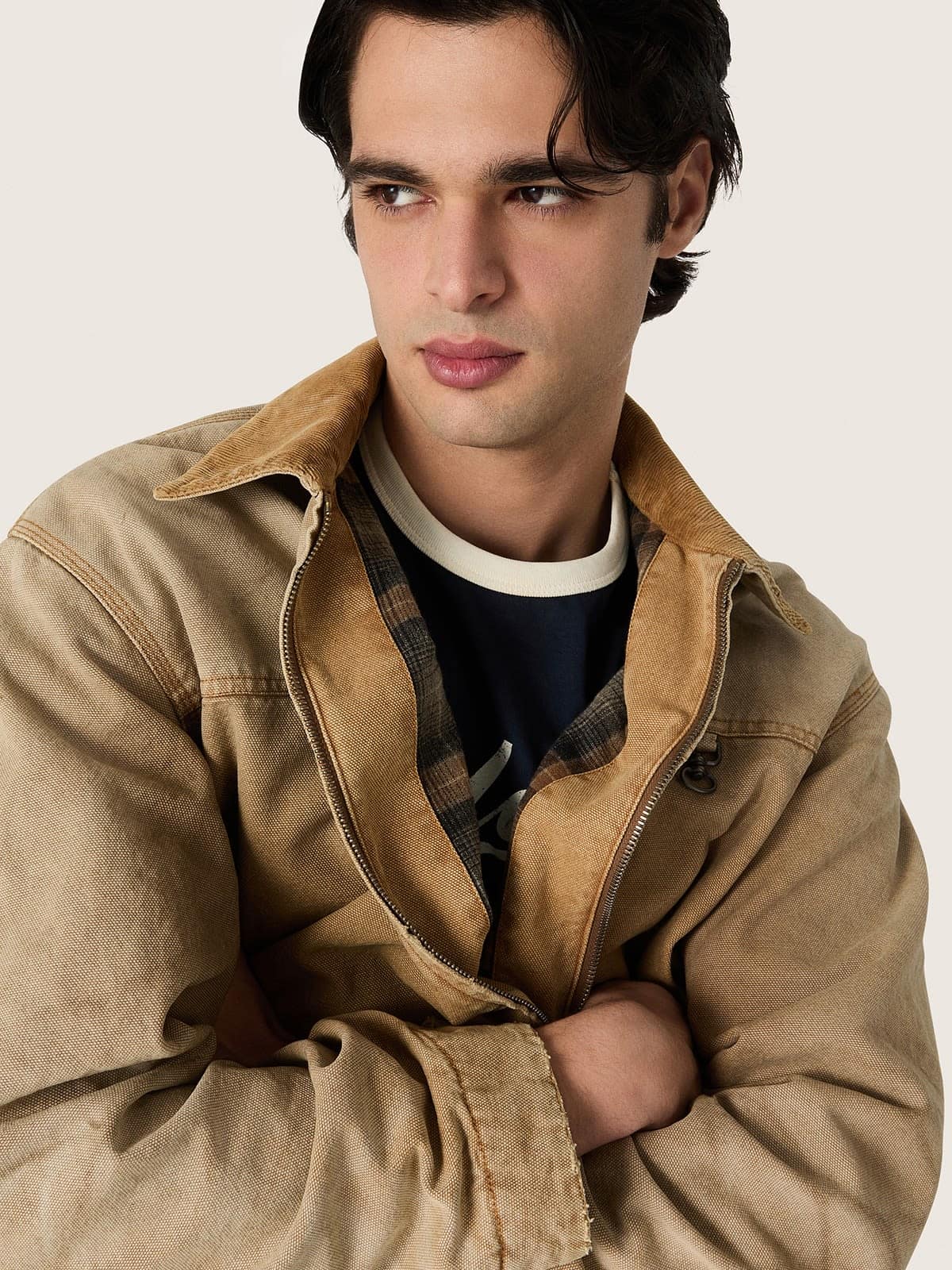Golden Goose - Giacca reversibile unisex in cotone beige con motivo check in 