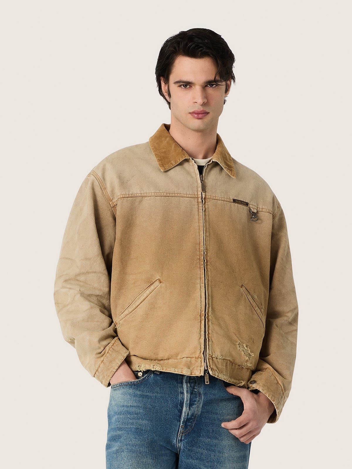 Golden Goose - Giacca reversibile unisex in cotone beige con motivo check in 
