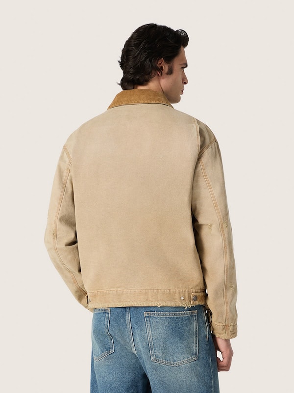 Golden Goose - Unisex reversible jacket in beige cotton with check pattern in 