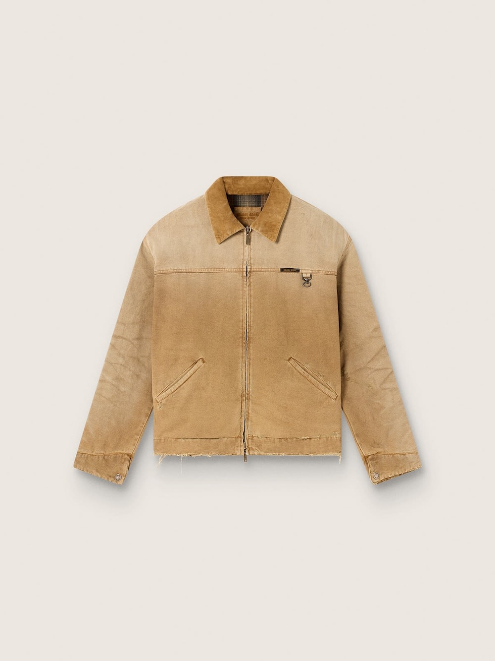 Veste réversible unisexe en coton beige avec motif à carreaux — Golden Goose